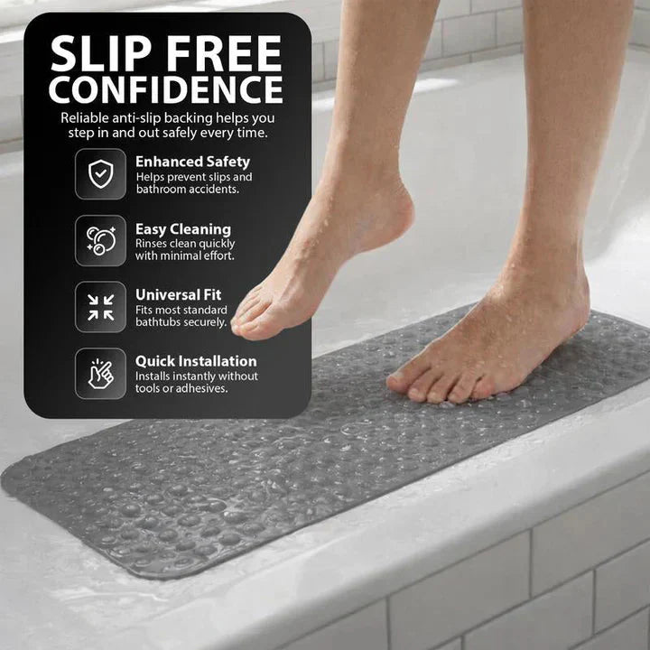 PVC Shower Mat 100 × 40 cm – Non-Slip Design with Suction Cups