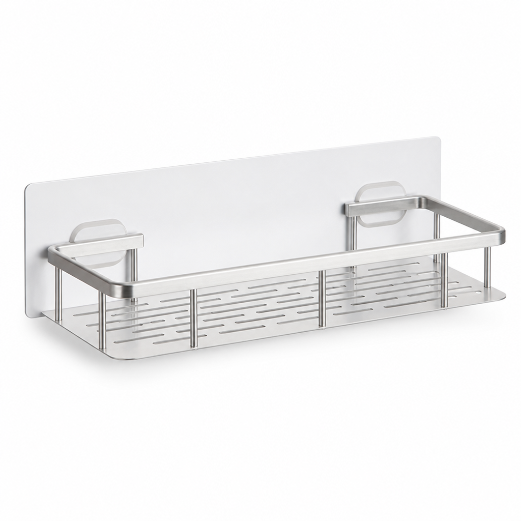 Drill-Free Self-Adhesive Stainless Steel Bathroom Shelf