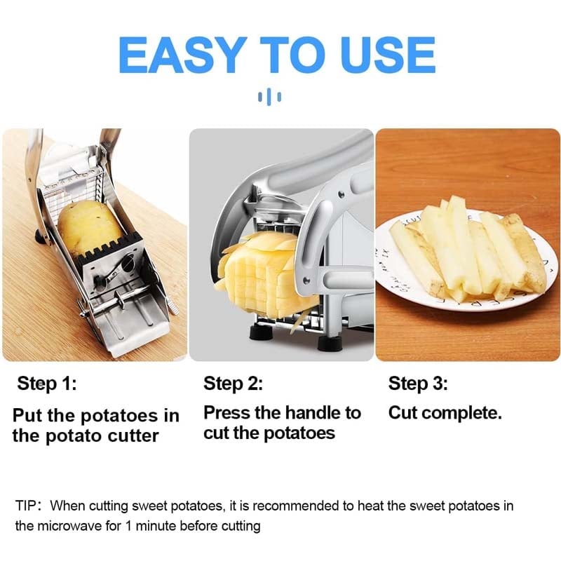 Stainless Steel French Fry Cutter with Changeable Cutting Grids