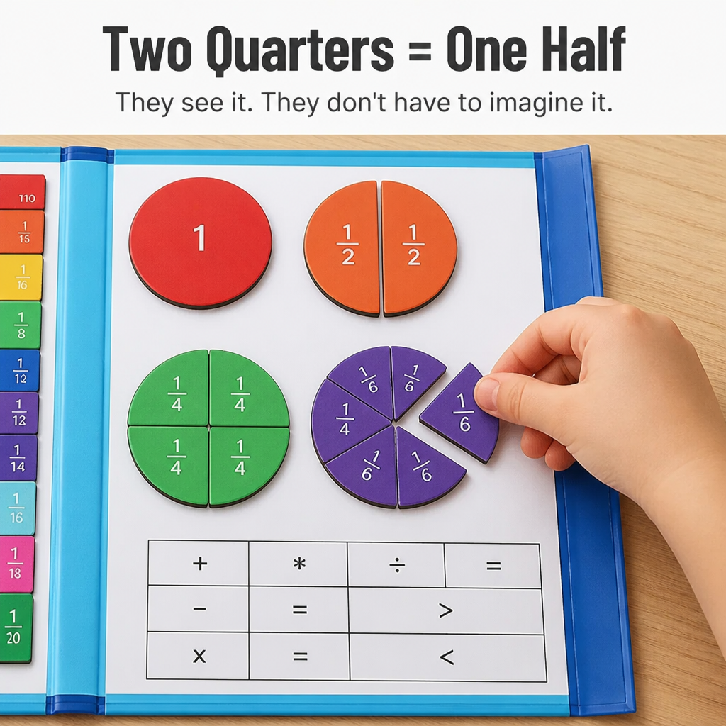 FractionSense™ — Let Fractions Finally Click Using Magnetic Pieces Kids Truly Handle