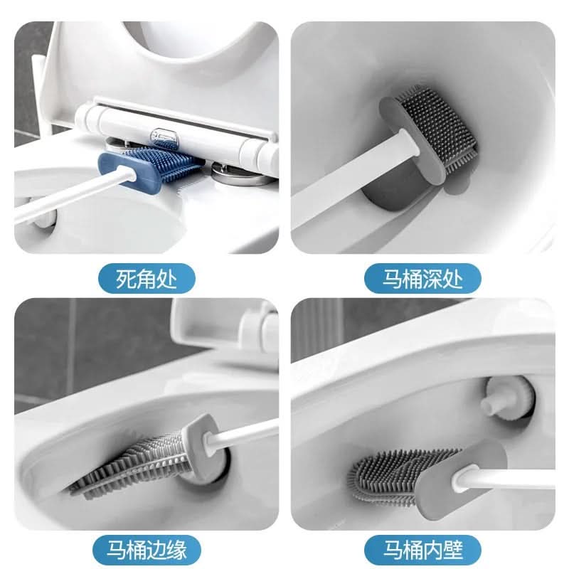 Silicone Toilet Brush Set with Flat Head