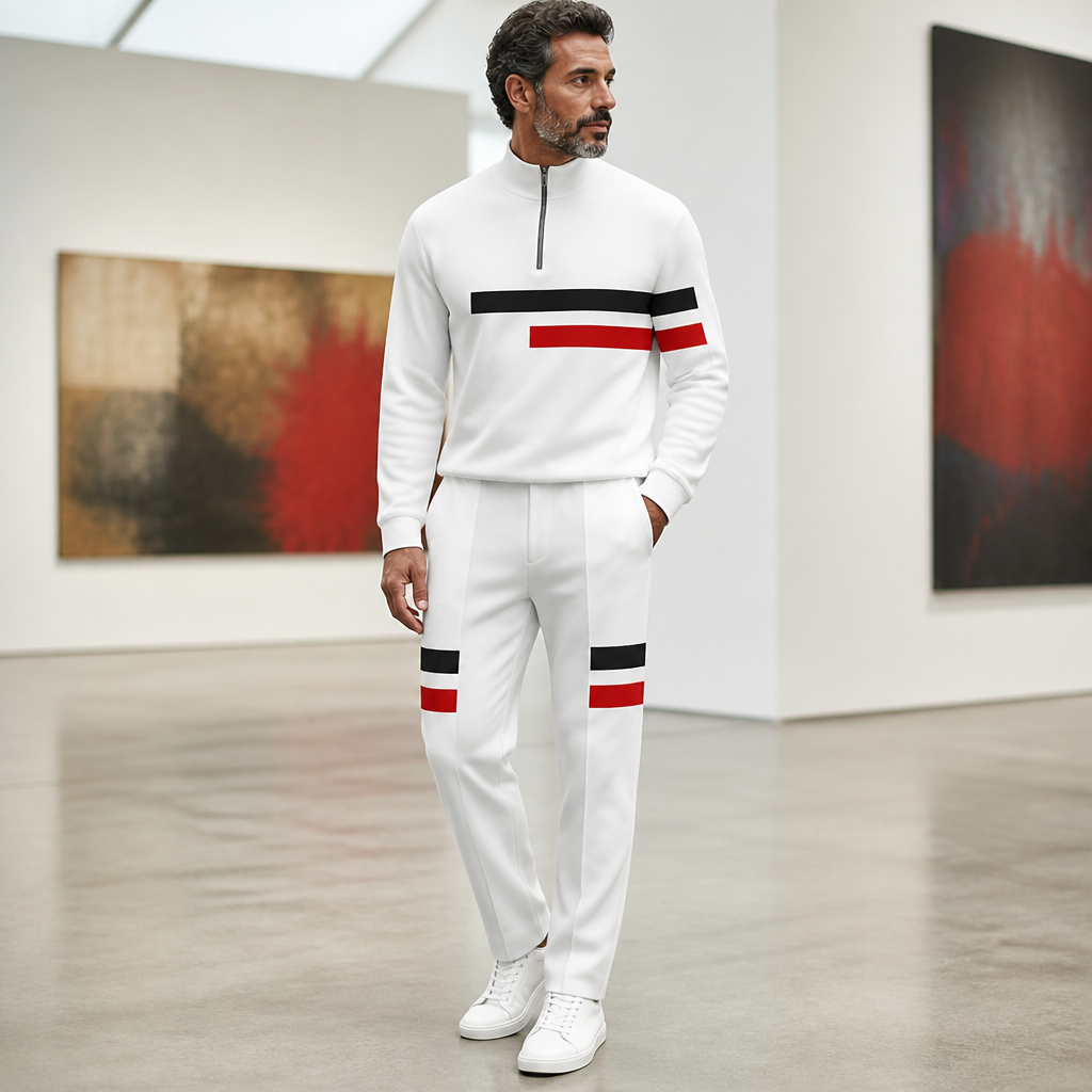 RevitaFit™ – Striking Color-Block Two-Piece Set with Half-Zip Mock Neck