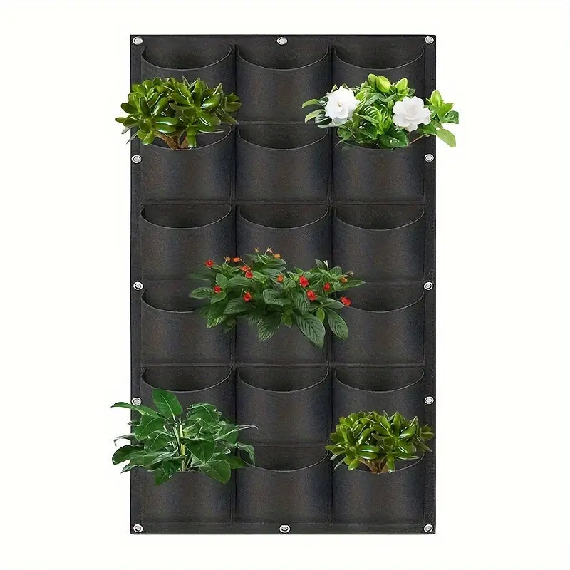 Wall-Mounted Vertical Plant Bag with 18 Pockets Made of Felt