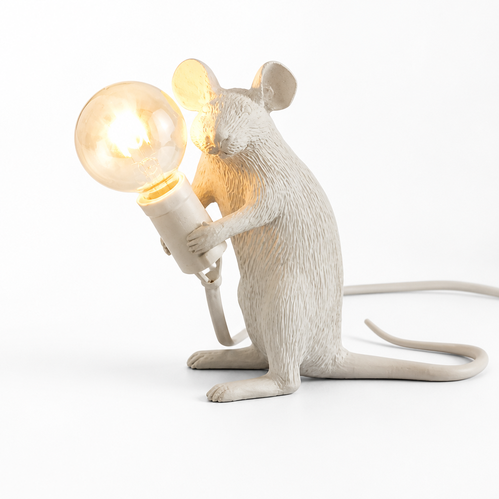 Playful Resin Warm LED Mouse Table Lamp