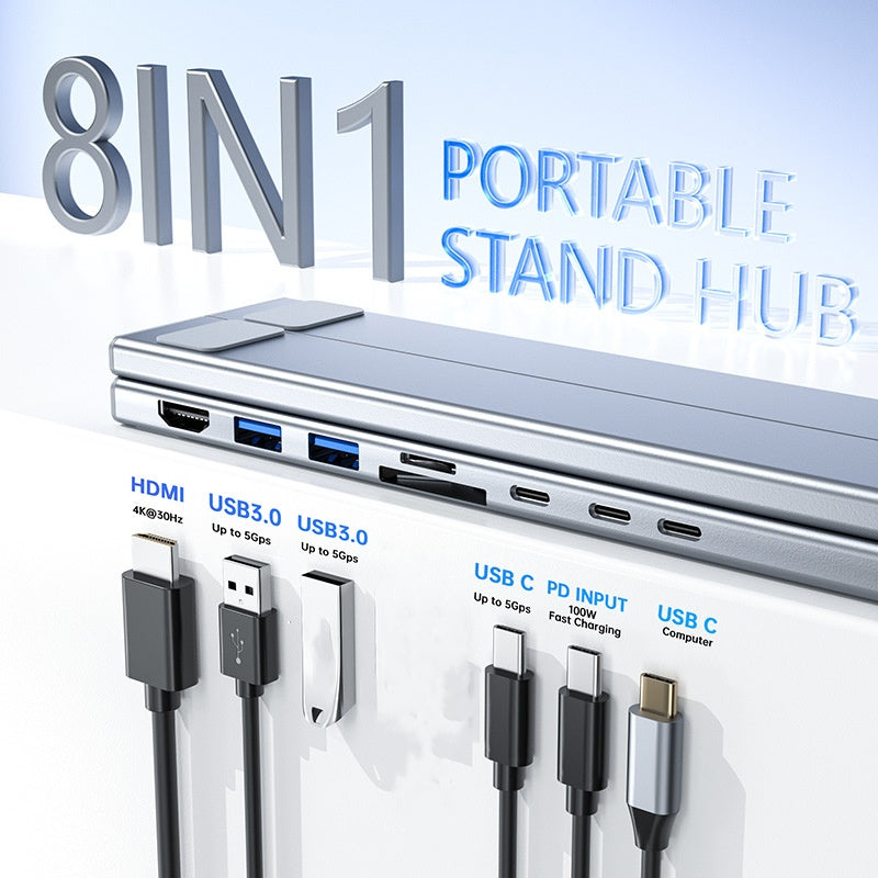 VoltEdge™ 8-Port Docking Station with Adjustable Stand — Elevate Your Comfort and Crush Workday Fatigue
