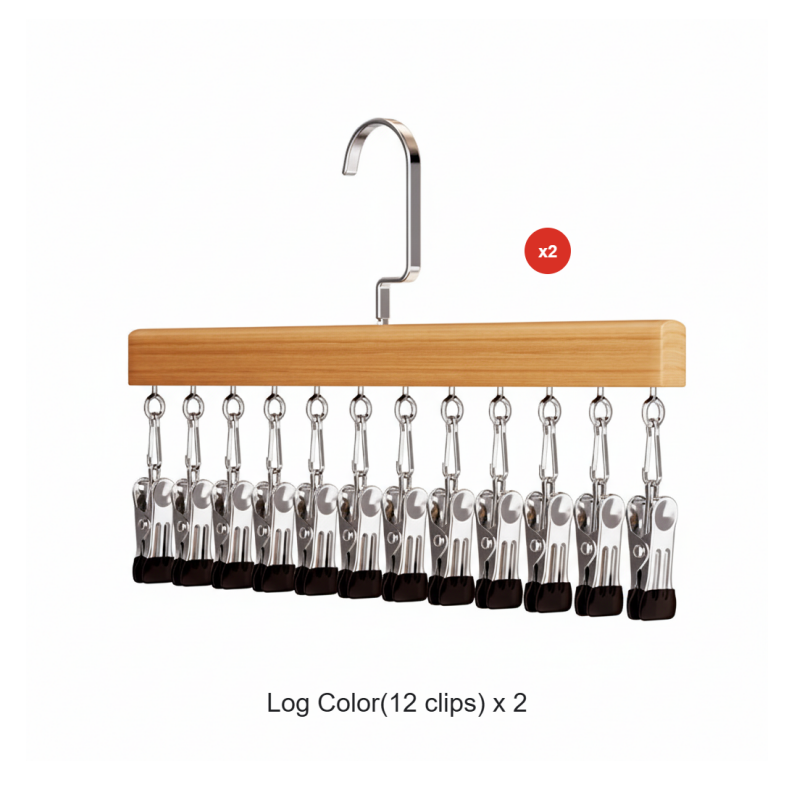 Wooden Clip Hanger for Closet Organization – Rotating Design