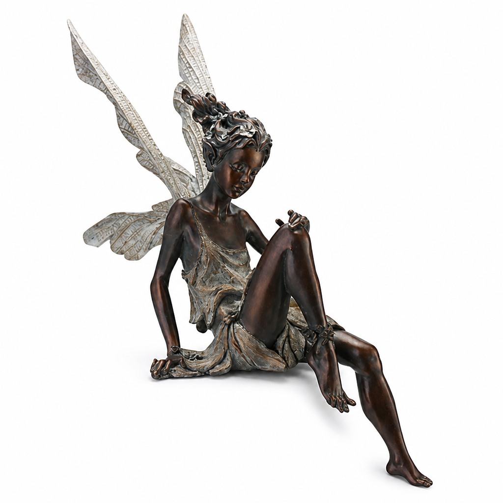 Weatherproof UV-Resistant Resin Sitting Fairy Statue