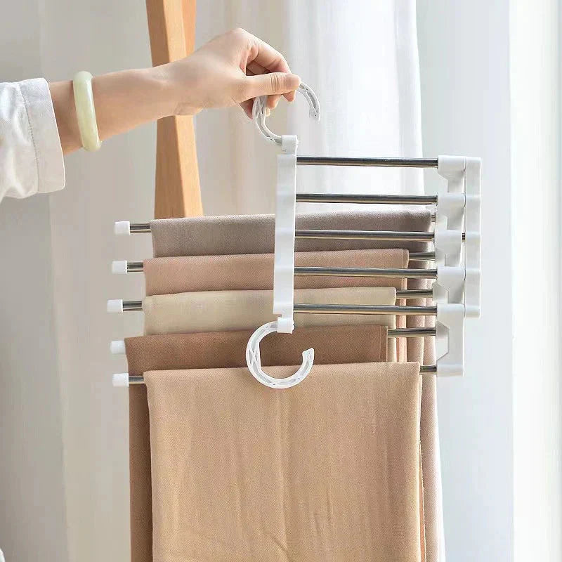 5-in-1 Stainless Steel Clothes Rack for Space Optimization