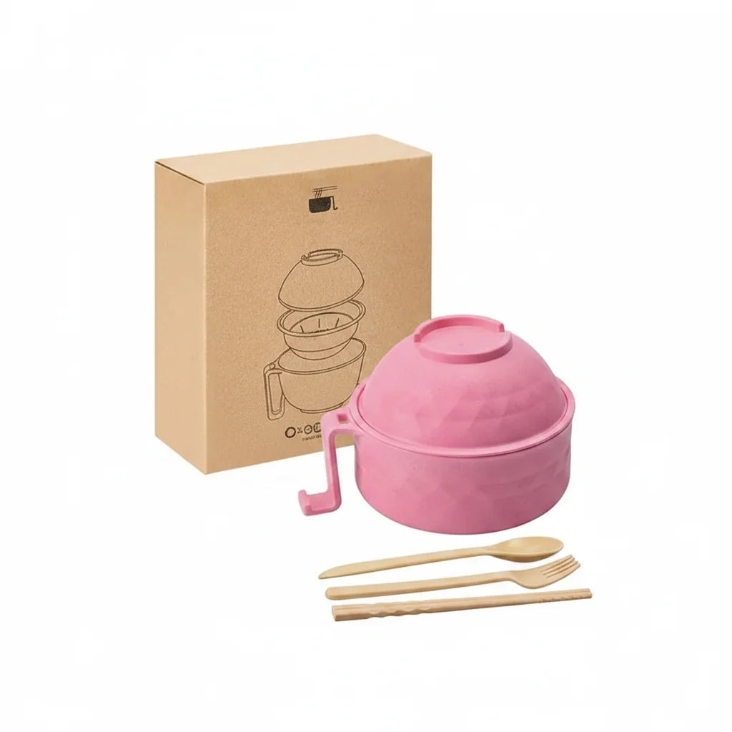 6-Piece Noodle Bowl Set with Heat-Resistant Handle and Steam-Lock Lid