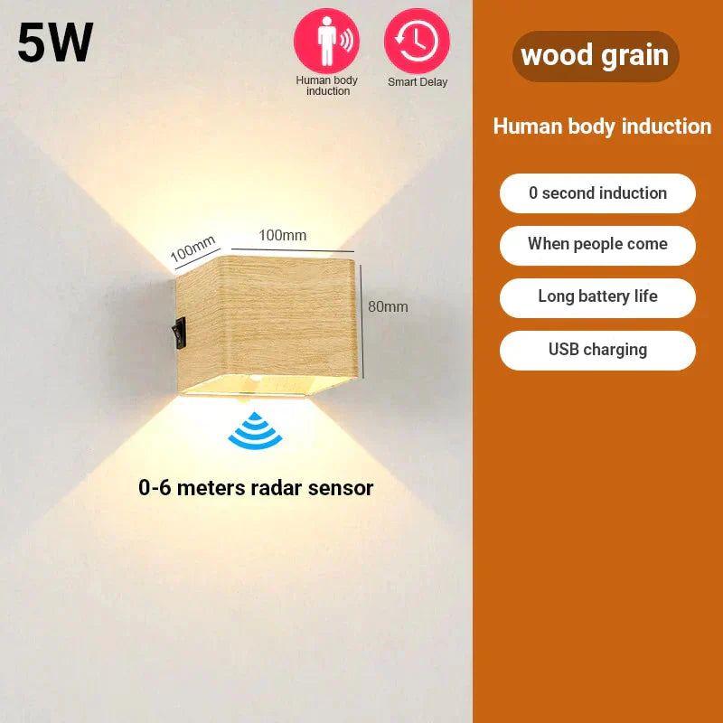 Battery-Powered Cube Wall Light with Motion Detection and Wireless Design