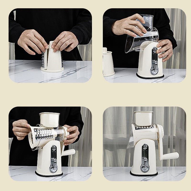 Multi-Blade Food Shredder - Rotary Grater for Cheese and Vegetables