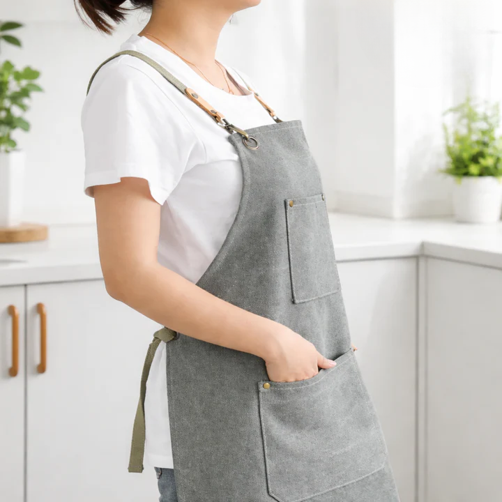 Work Apron with Cross-Back Straps and Several Pockets