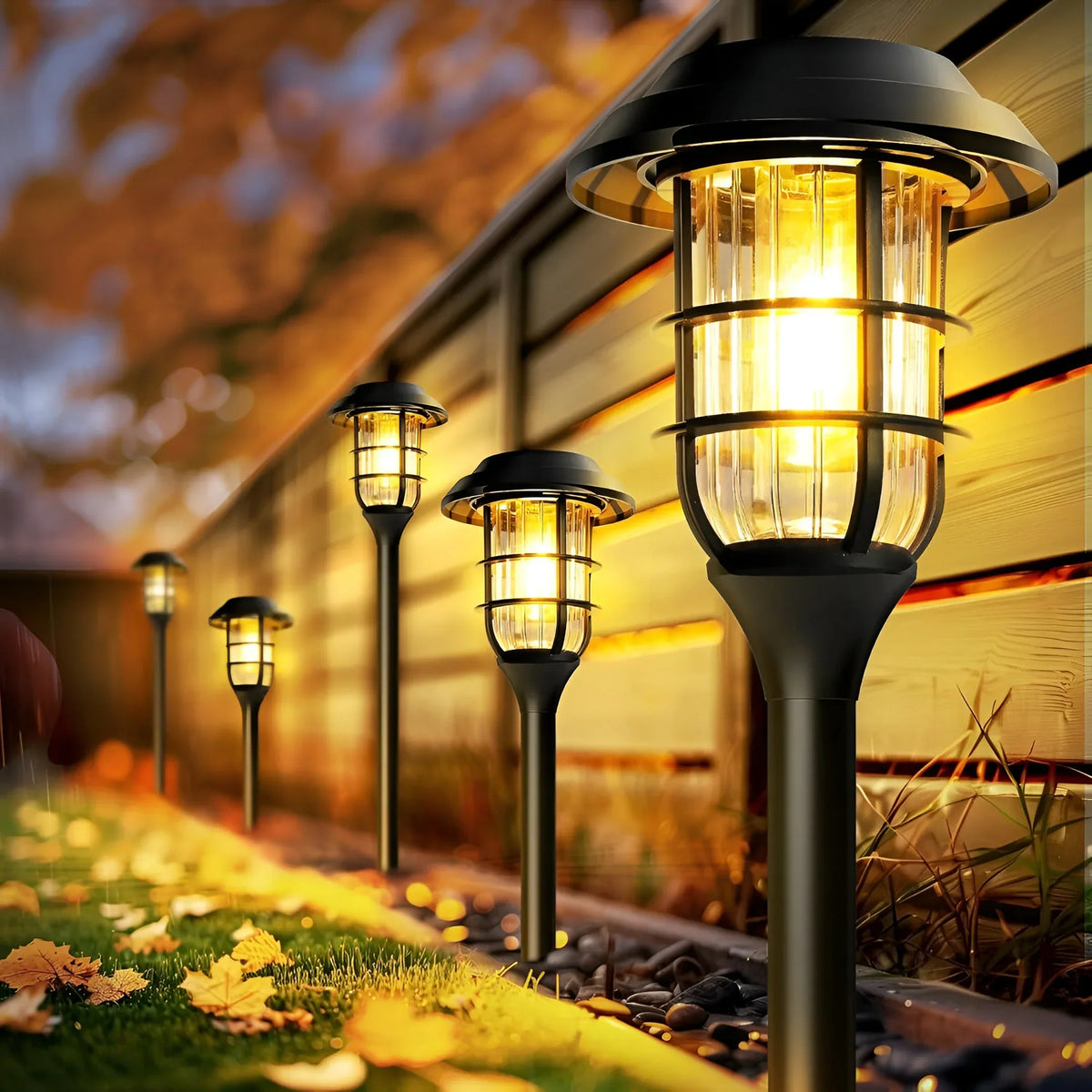 Outdoor Garden Stake Set - 6 Solar LED Pathway Lights, Waterproof