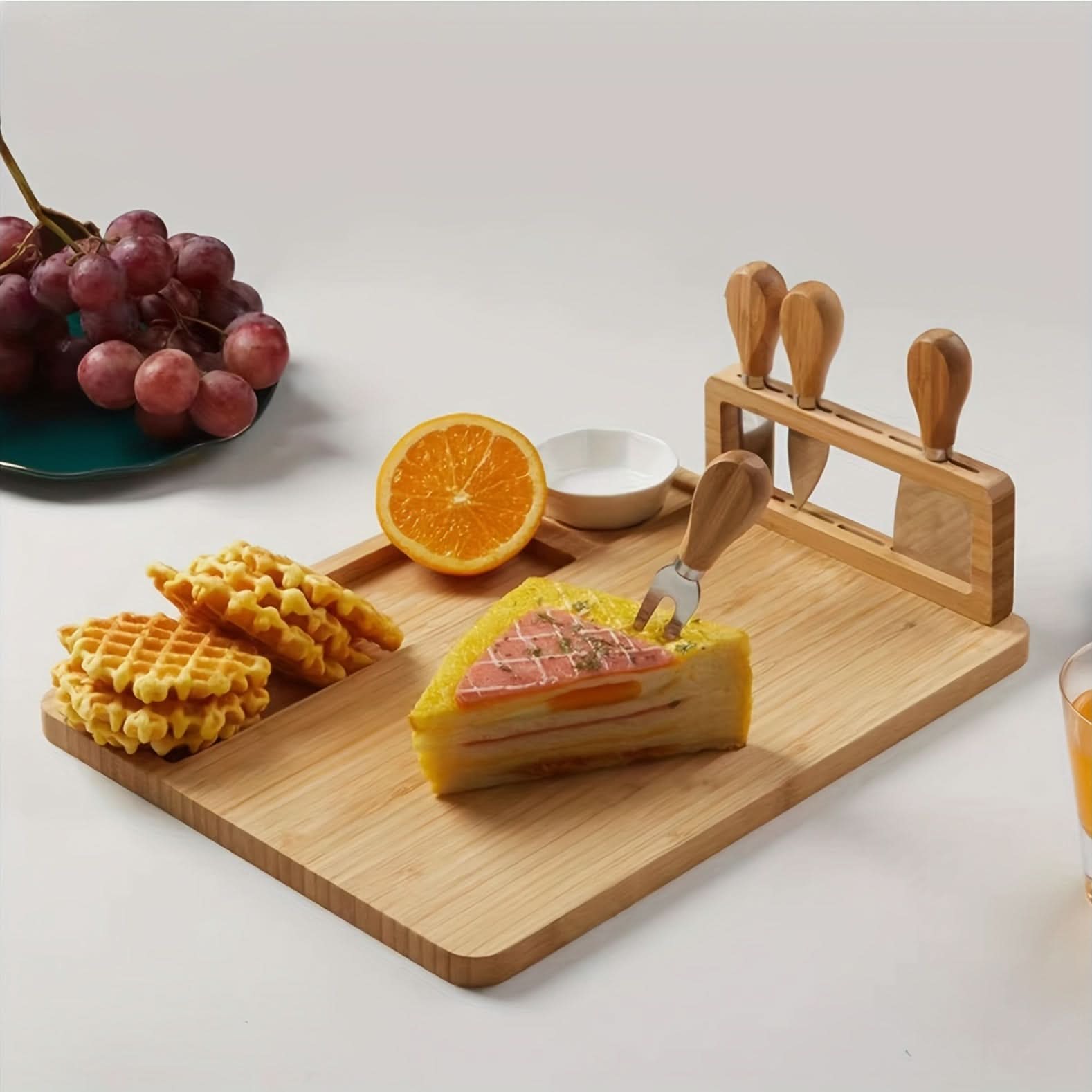 Bamboo Cheese Serving Board Set for Versatile Kitchen Use