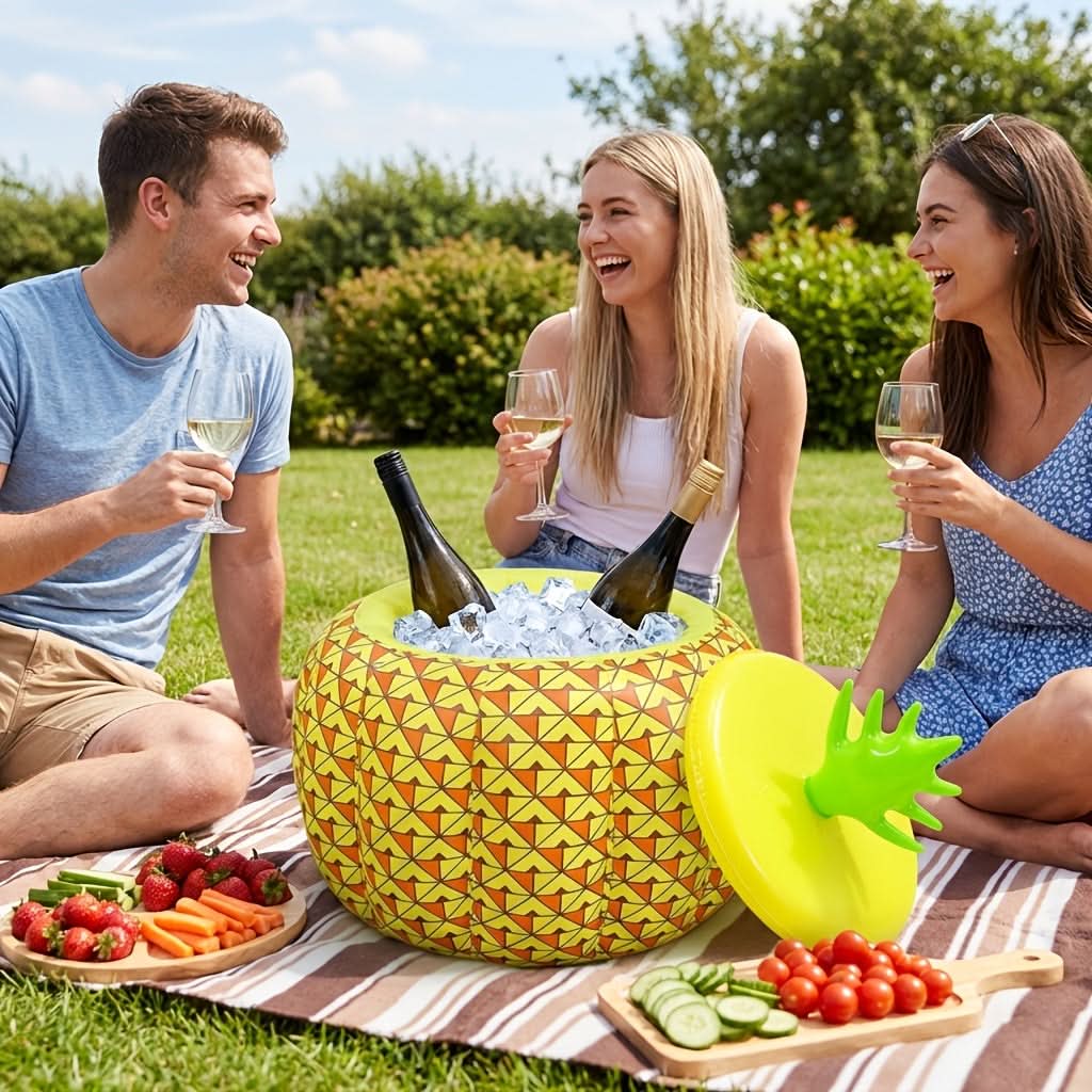 Inflatable Pineapple Drink Cooler for Summer Gatherings and Outdoor Fun