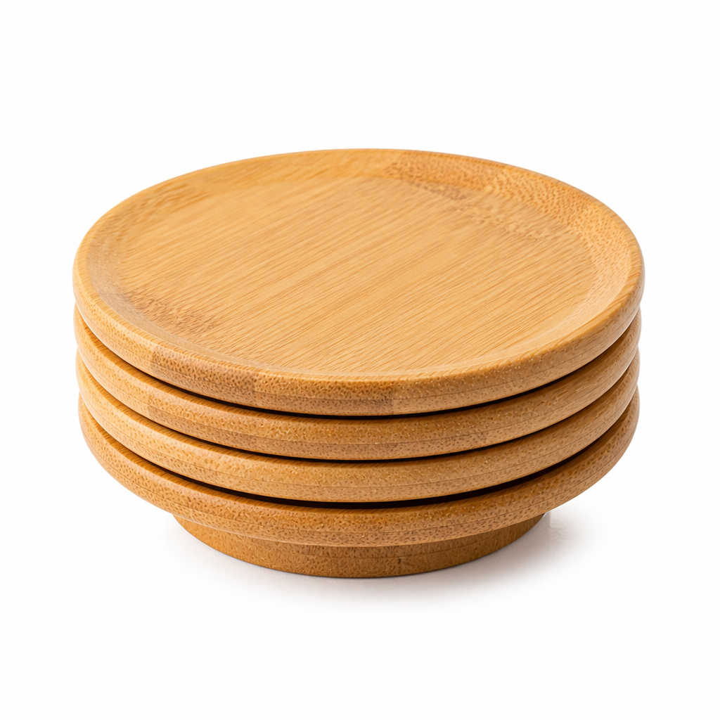 Bamboo Dual-Function Wine Glass Lid & Coaster (Set of 4)