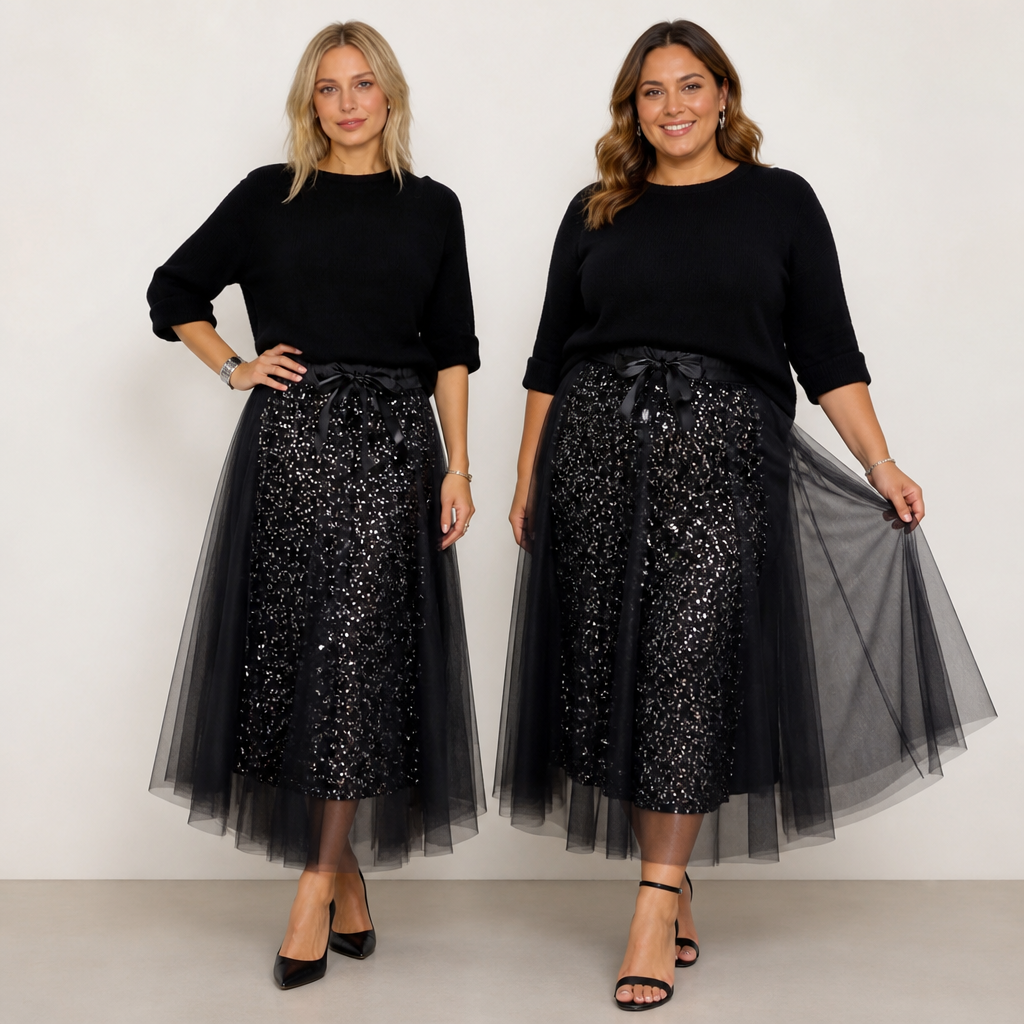 Luminelle™ Shine Top and WhisperTulle™ Skirt — Command Every Room with Effortless Elegance and Unstoppable Confidence