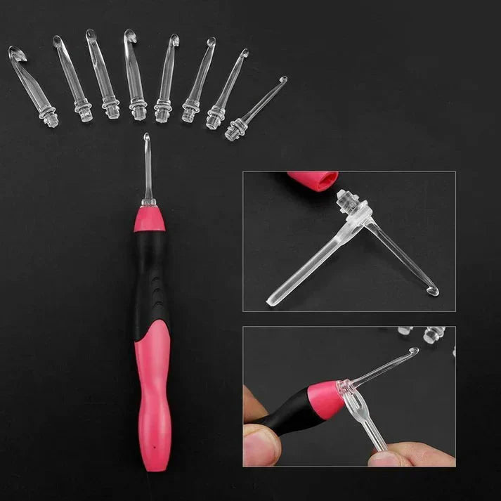 USB Rechargeable LED Hook Set for Crochet – Sizes 2.5 to 8.0 mm