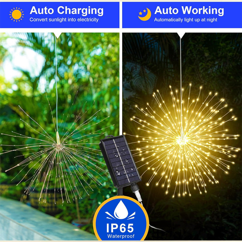 Automatic Twilight Sensor Solar Decorative Firework Lights