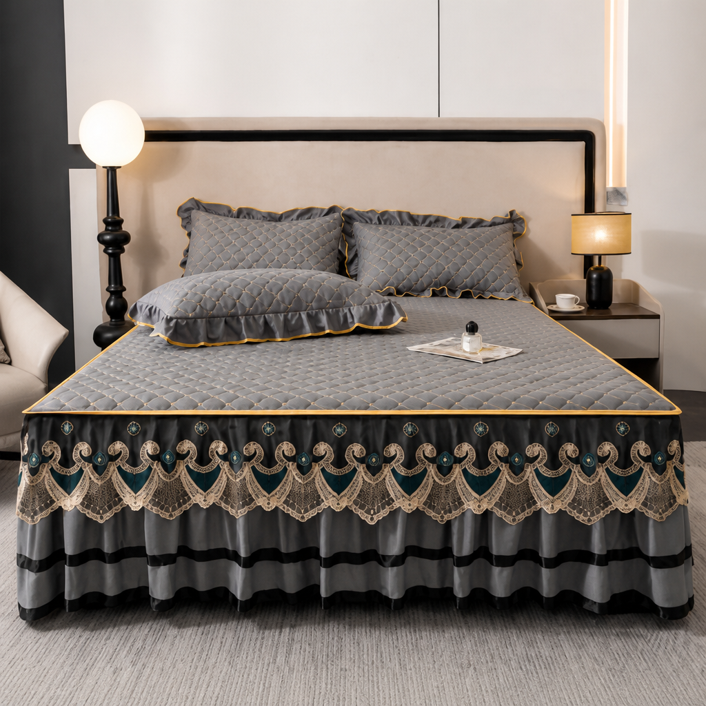 LuxeRuffle™ — Transform Your Bed into a Cloud of Cozy Elegance That Never Slips or Slides