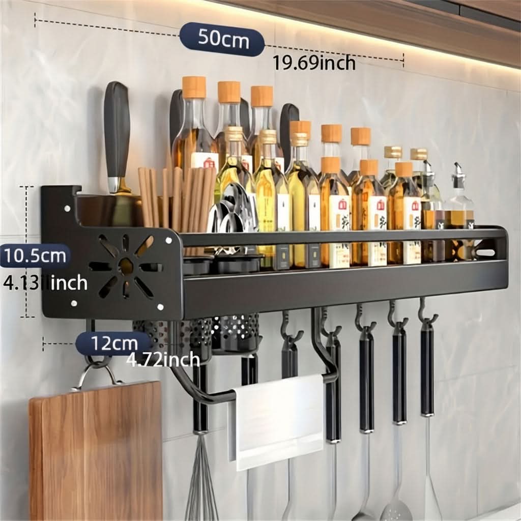 Wall-Mounted Kitchen Storage Rack for Organizing Supplies