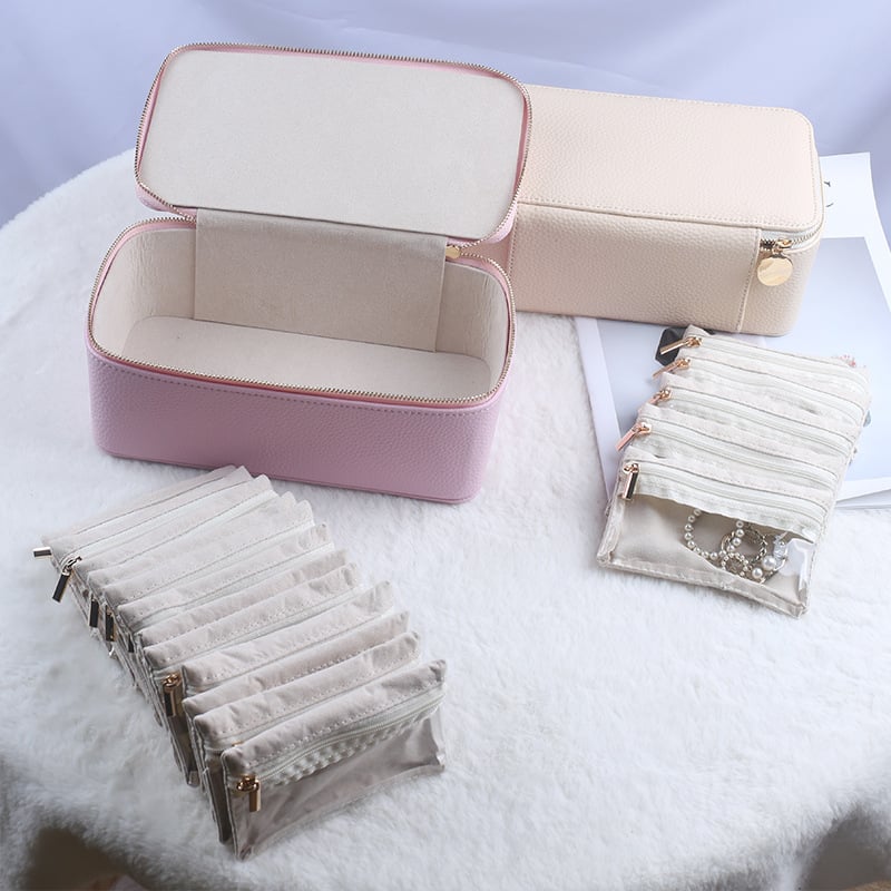 Zippered Jewelry Storage Box with Compartments