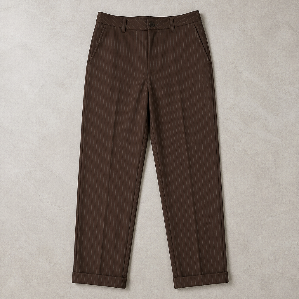 Virelia™ – Custom Pinstripe High-Rise Straight-Leg Trousers