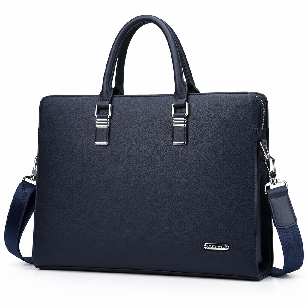 Genuine Leather Multi-Compartment Briefcase (Fits 15.6 in Laptop)