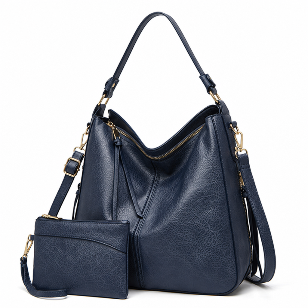 Genuine Leather Gold Hardware Hobo Shoulder Bag