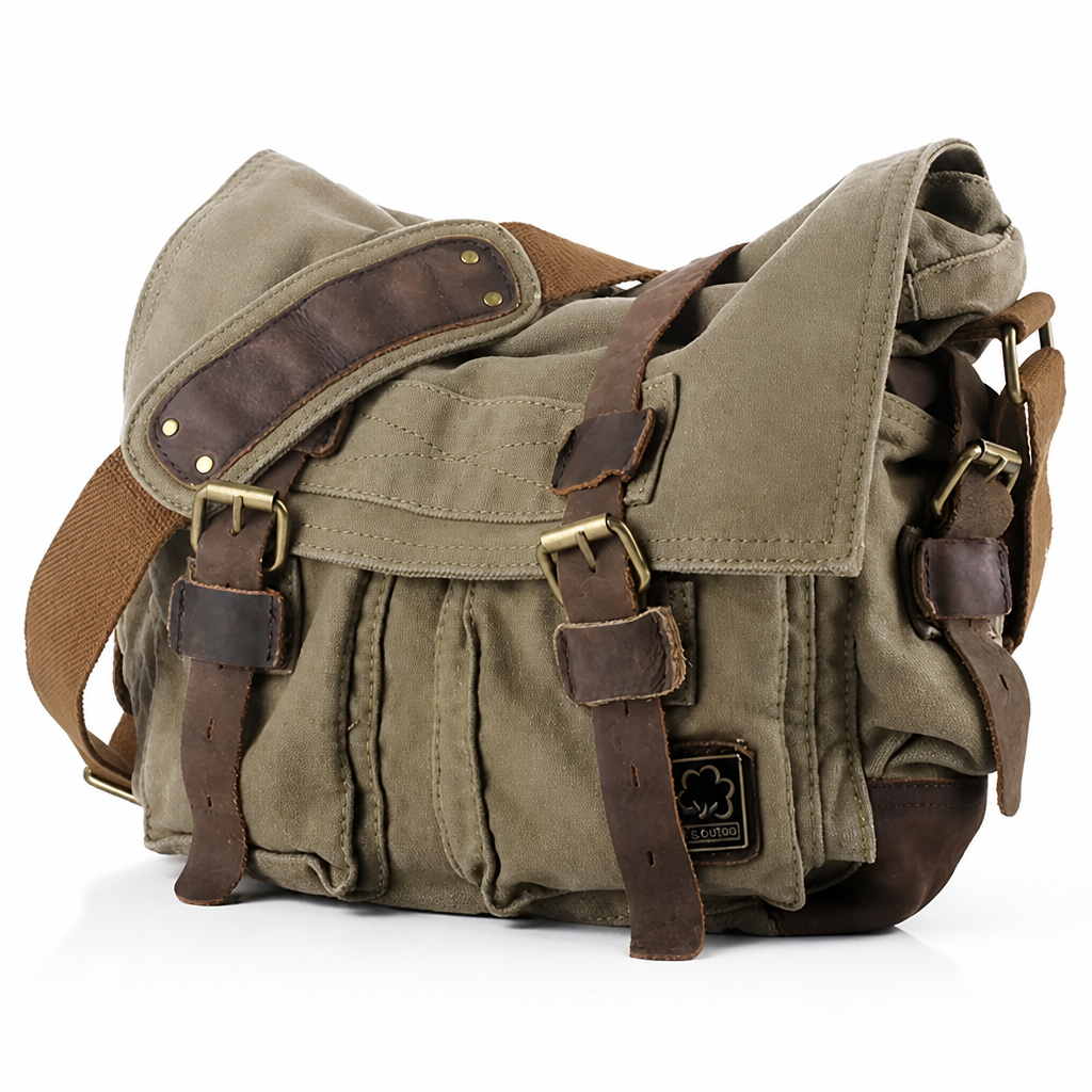 Durable Canvas Multi-Compartment Crossbody Bag