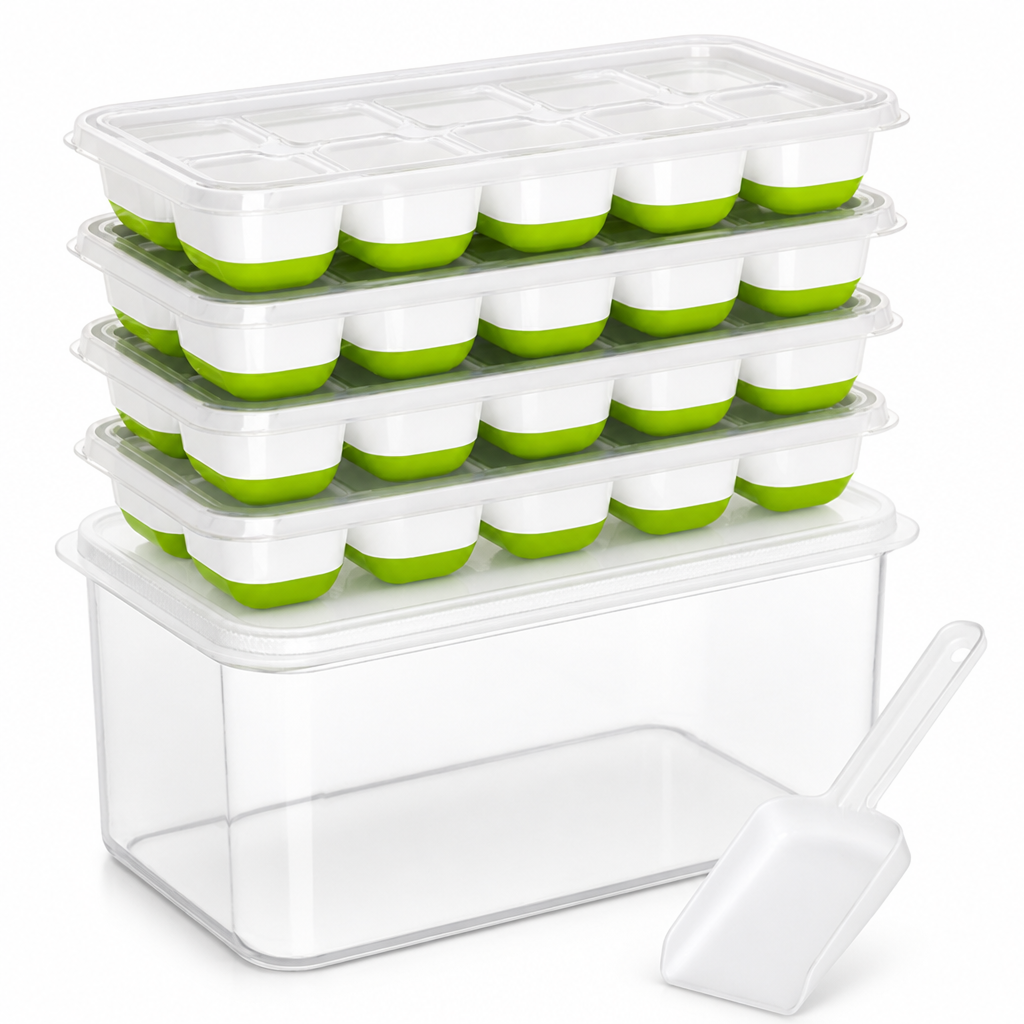 Flexible Silicone Stackable Ice Cube Trays (Set of 4)