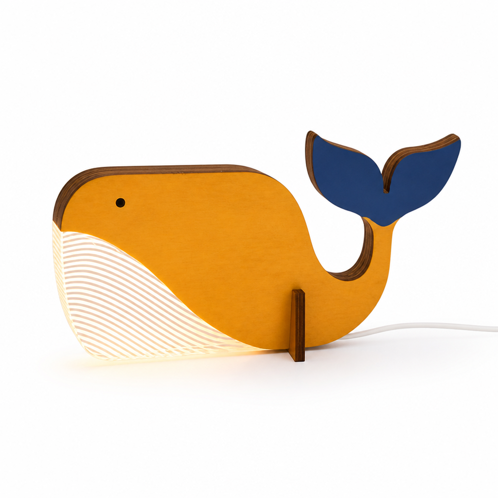 Touch-Operated Soft LED Wooden Animal Table Lamp (USB-Powered)