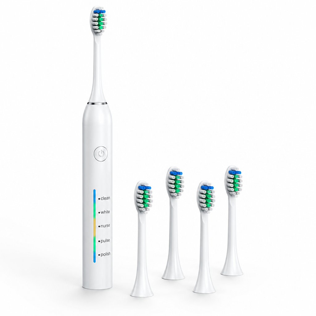 USB Rechargeable IPX7 Waterproof Electric Toothbrush (5 Modes)