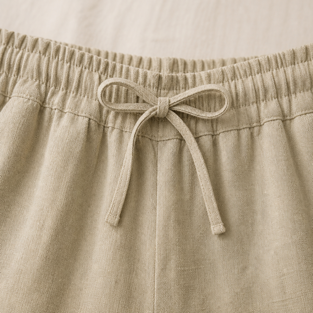 Flexiva™ – Comfortable Cotton-Linen Tapered Pants with Adjustable Drawstring Waist