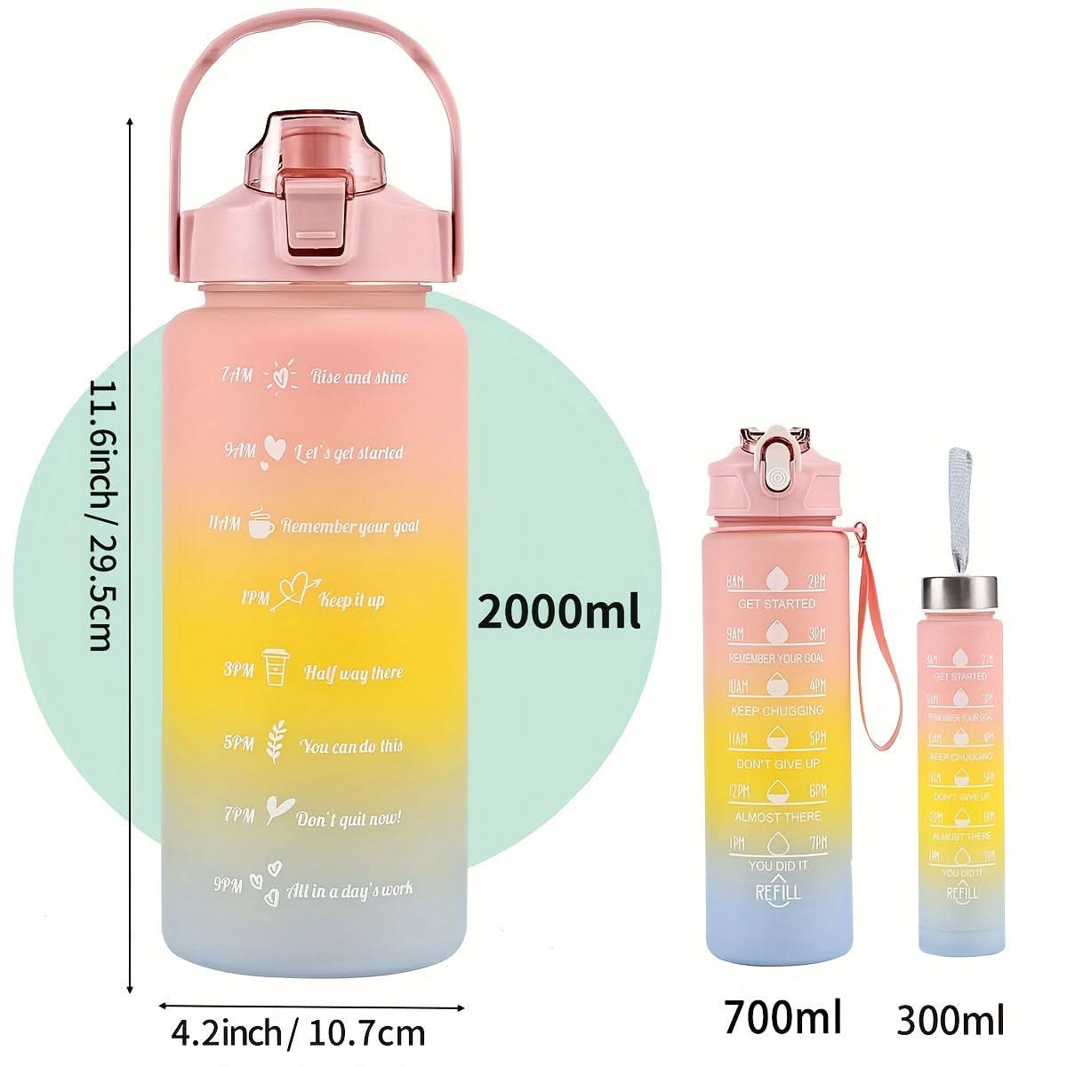 Gradient Water Bottle with Straw for Hydration
