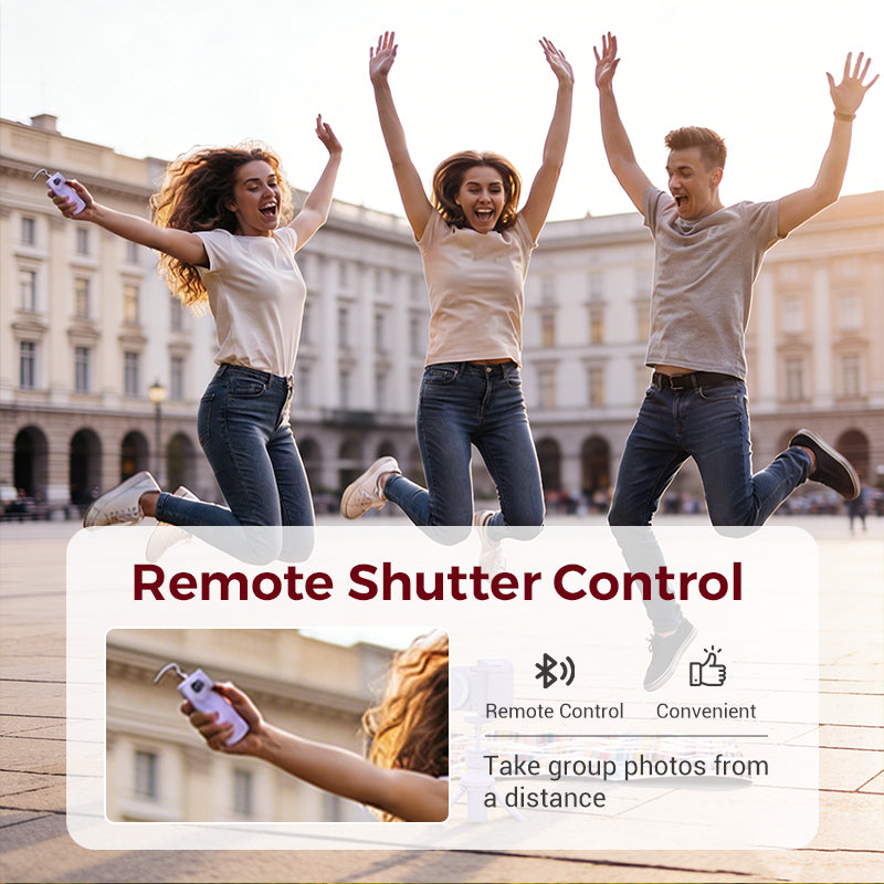 Bluetooth Camera Shutter with Smartphone Grip and 180° Stand Base