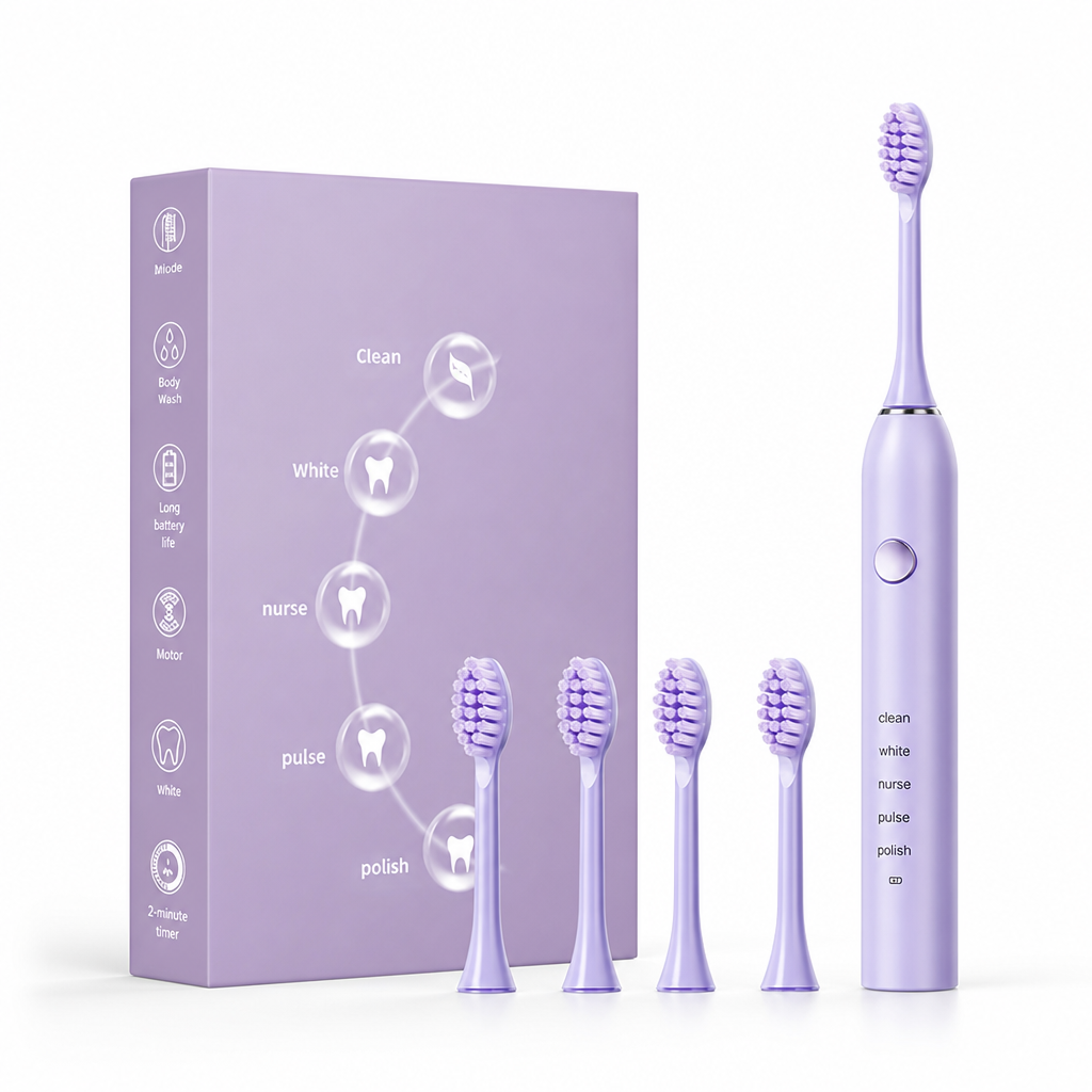 USB-Rechargeable 5-Mode Soft-Bristle Electric Toothbrush