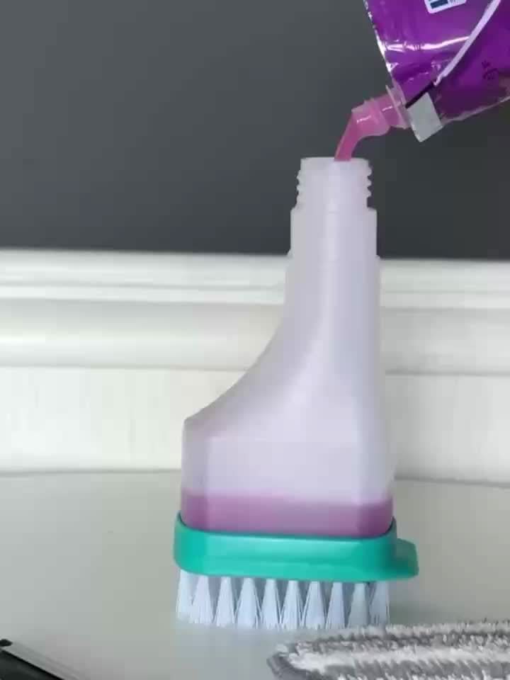 4-in-1 Glass Cleaner Brush with Spray, Scraper, and Scrubbing Tool
