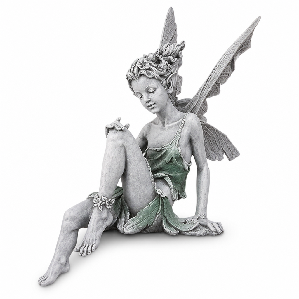 Weatherproof UV-Resistant Resin Sitting Fairy Statue