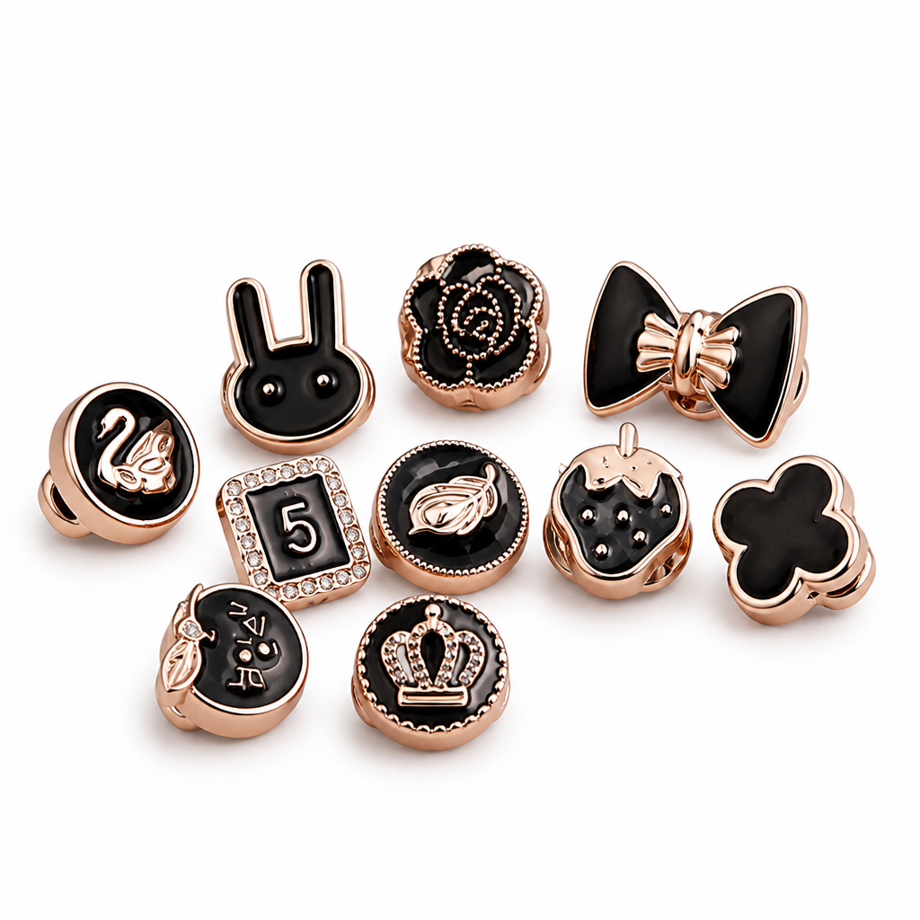 Needle-Free Rose Gold Crystal Snap Buttons (Set of 6)