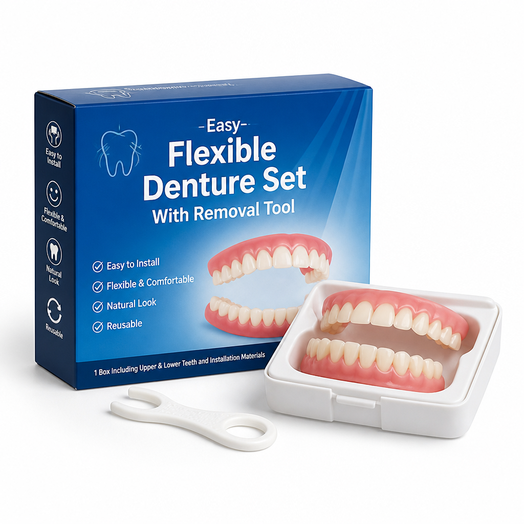 Easy-Install Flexible Denture Set With Removal Tool