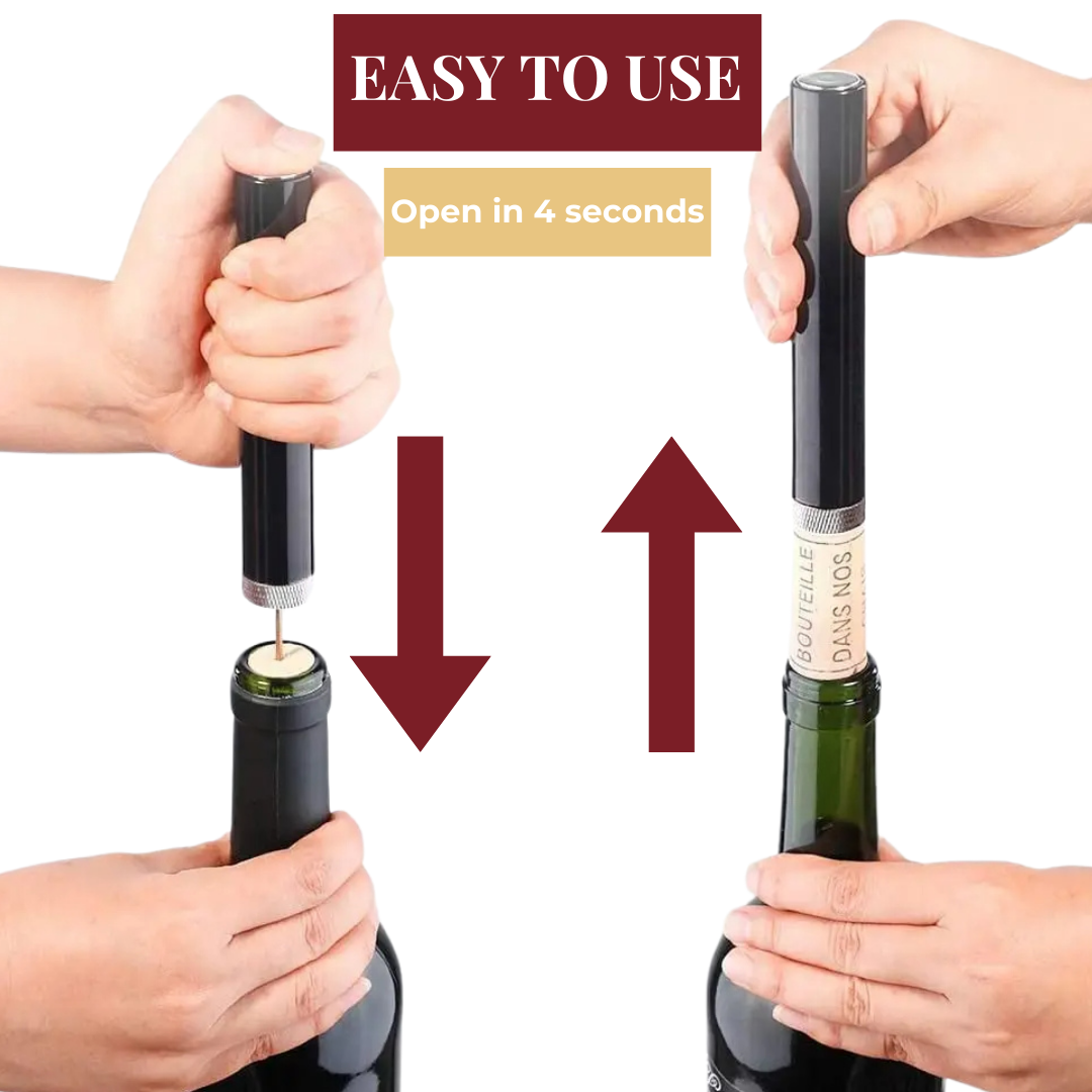 Stainless Steel Corkscrew with Air Pressure Wine Opener