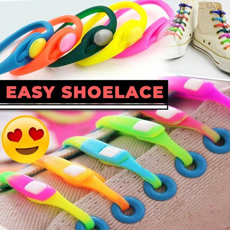Set of 12 No-Tie Silicone Elastic Shoelaces