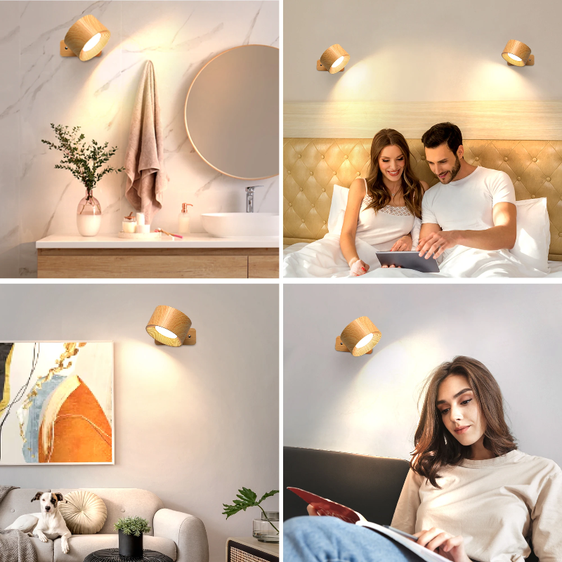 Rechargeable LED Wall Lamp with 360° Swiveling Head – Touch Control, Cordless Setup
