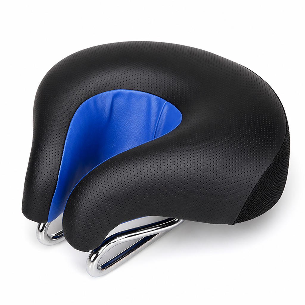 Noseless Ergonomic Spring-Suspended Mountain Bike Saddle (20 x 18 cm)