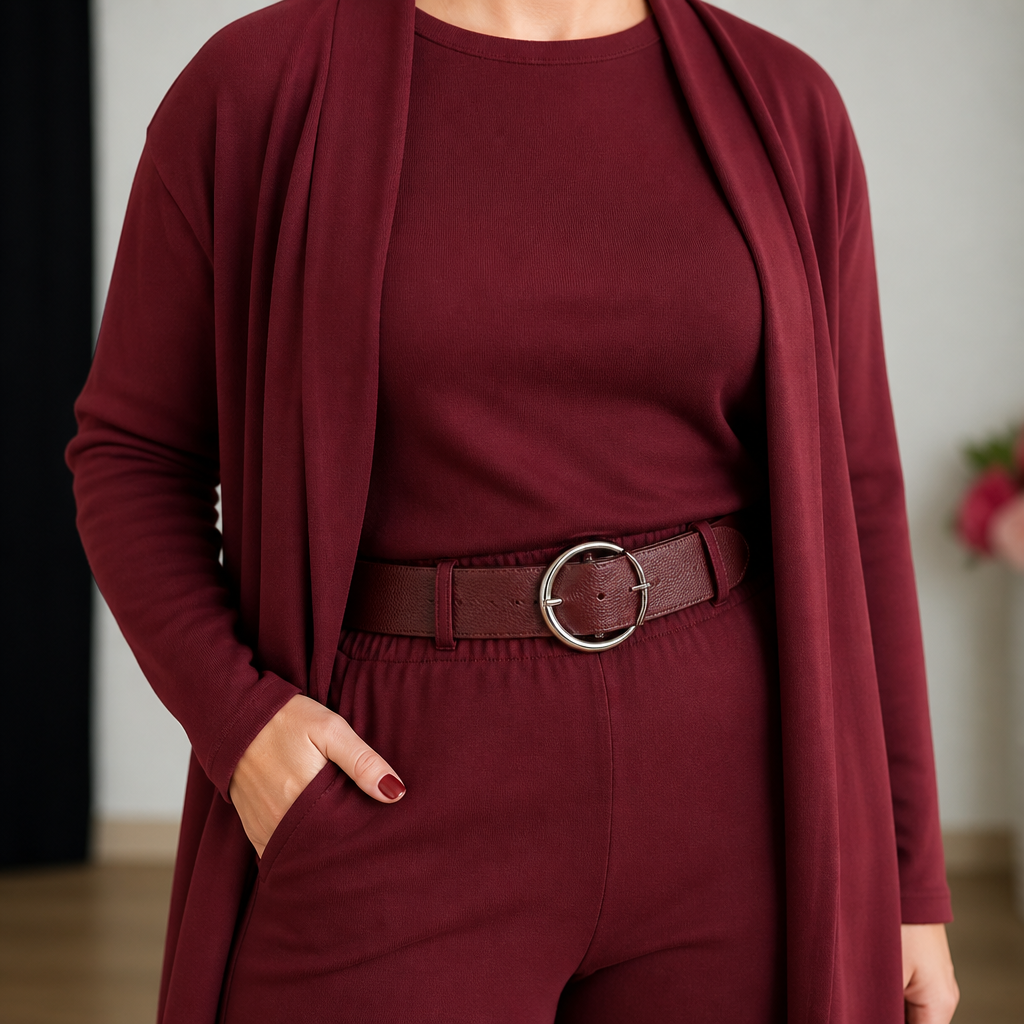 LumeEra™ – Laid-Back 3-Piece Lounge Set Featuring Long Open-Front Cardigan