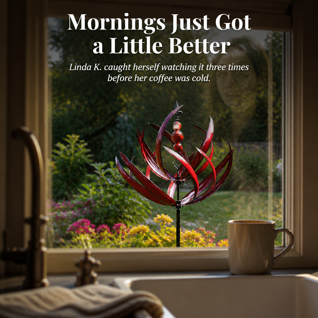 SereniWind™ — See the Softest Breeze Unfold a Gently Turning Metal Lotus