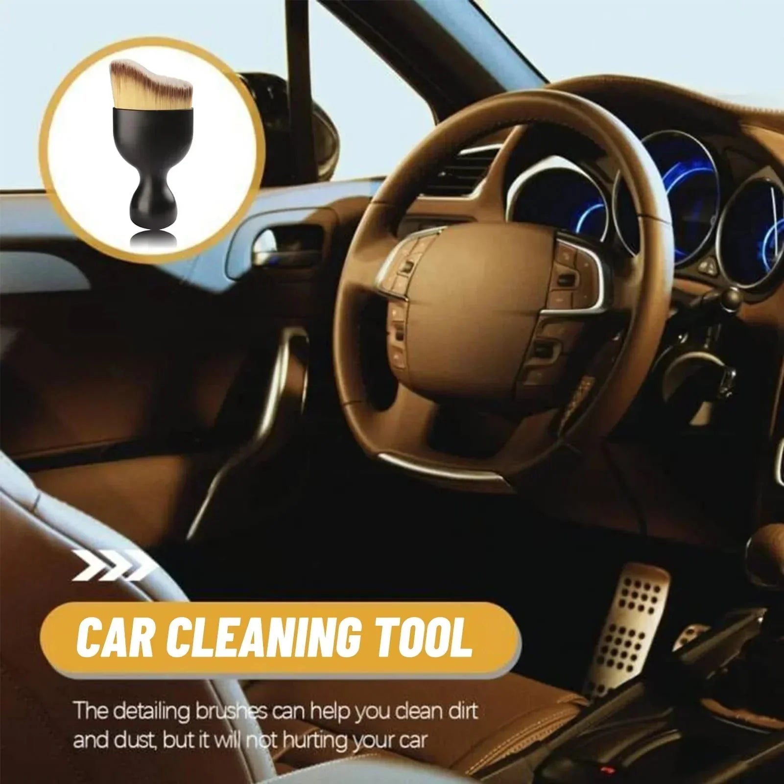 Set of 2 Soft Bristle Brushes for Car Interior Cleaning