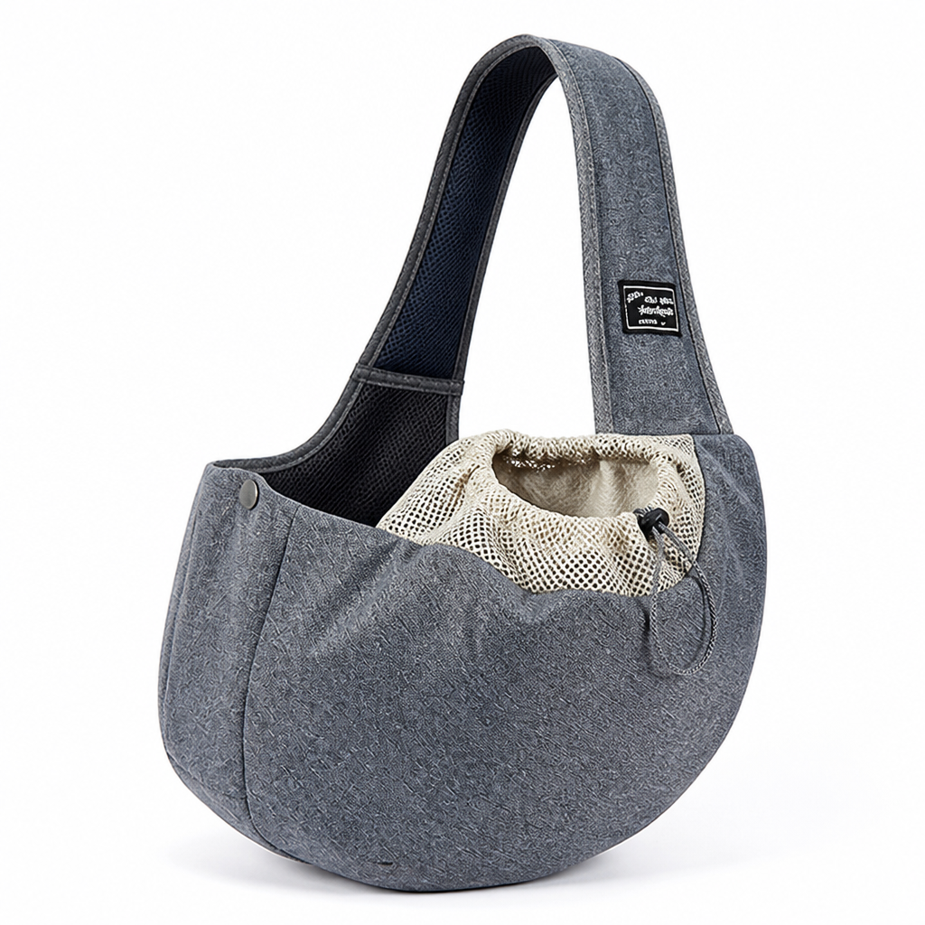 Breathable Mesh & Plush-Padded Pet Sling Carrier (Small Pets)