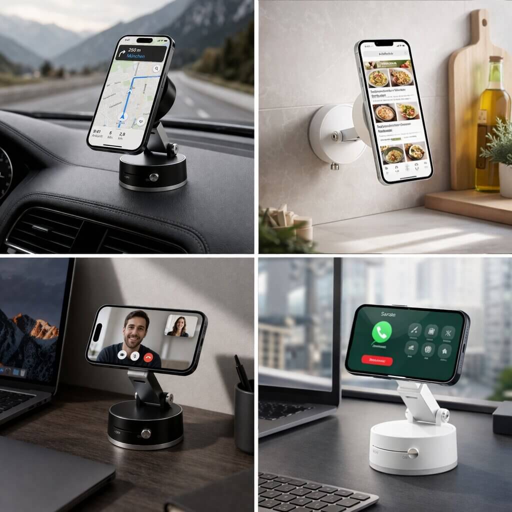 Car Phone Mount with Suction Base | Magnetic Grip | Flexible, Rotatable, and Foldable | Magnevo
